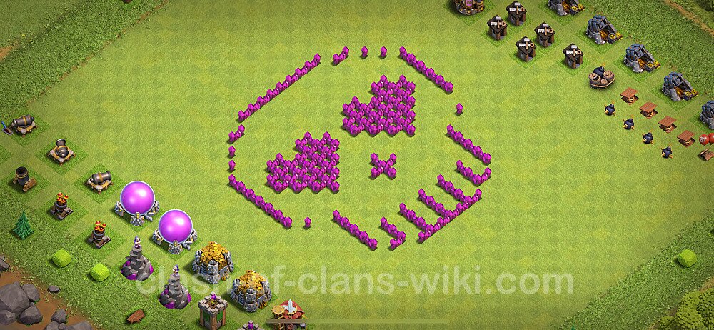 TH6 Troll Base Plan with Link, Copy Town Hall 6 Funny Art Layout 2024, #1801